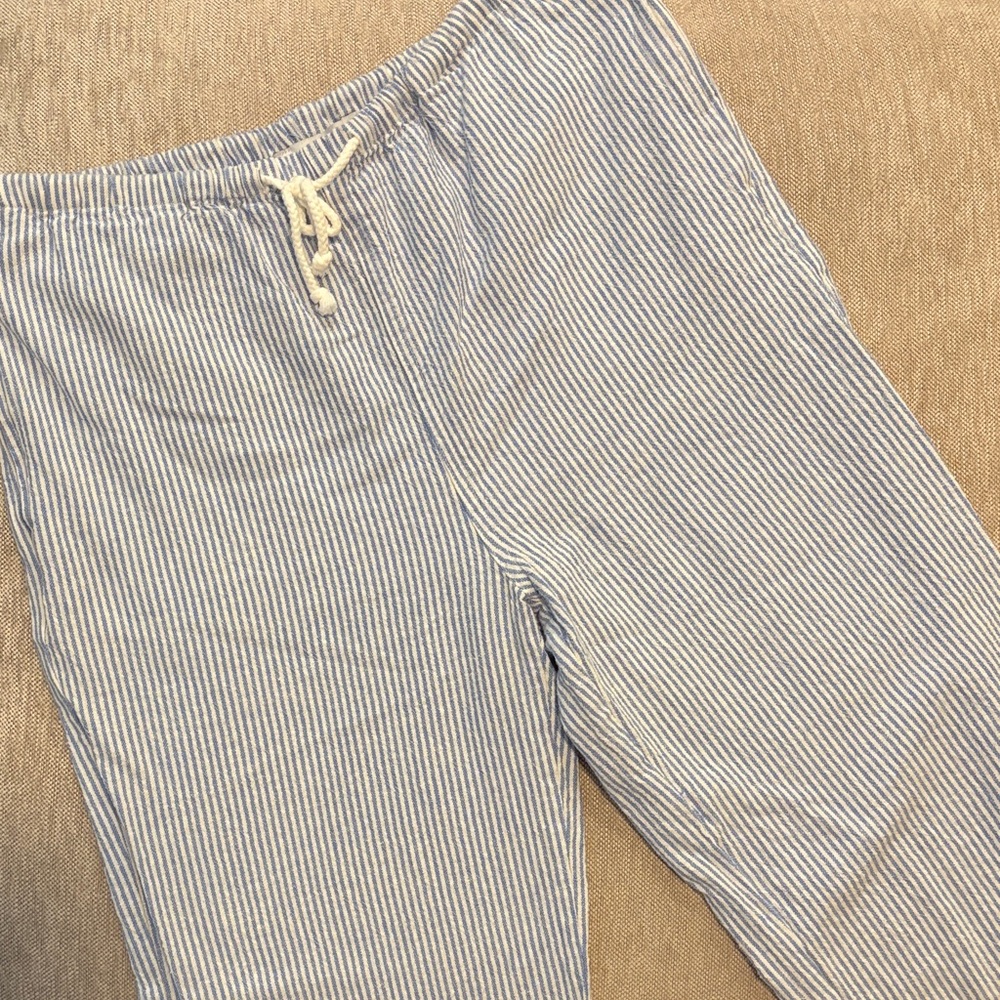Women's Blue and White Stripe Drawstring Joggers
